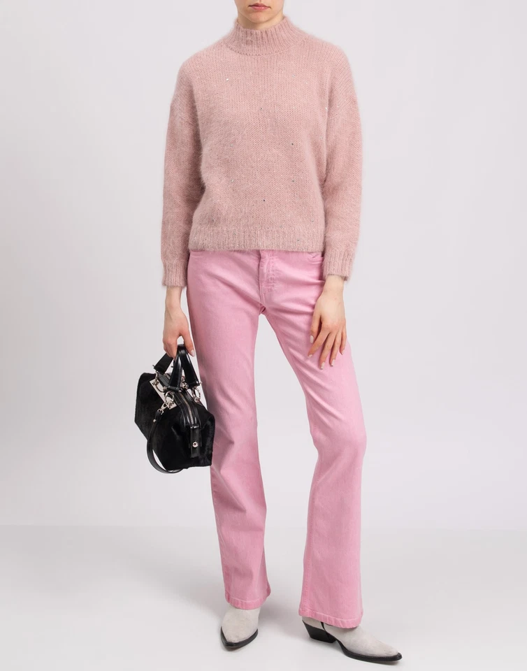 RRP €555 PESERICO Jumper IT38 US2 UK6 XS Angora Wool Blend Rhinestones Pink - Image 2 of 4