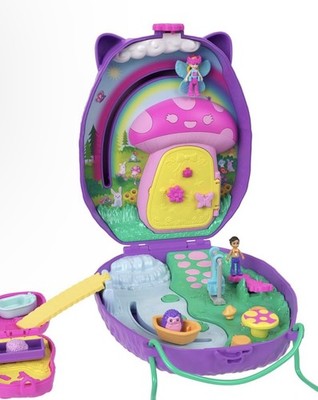 Polly Pocket  Travel Toy with 2  Dolls and 16 Accessories, Hedgehog Mom + Baby