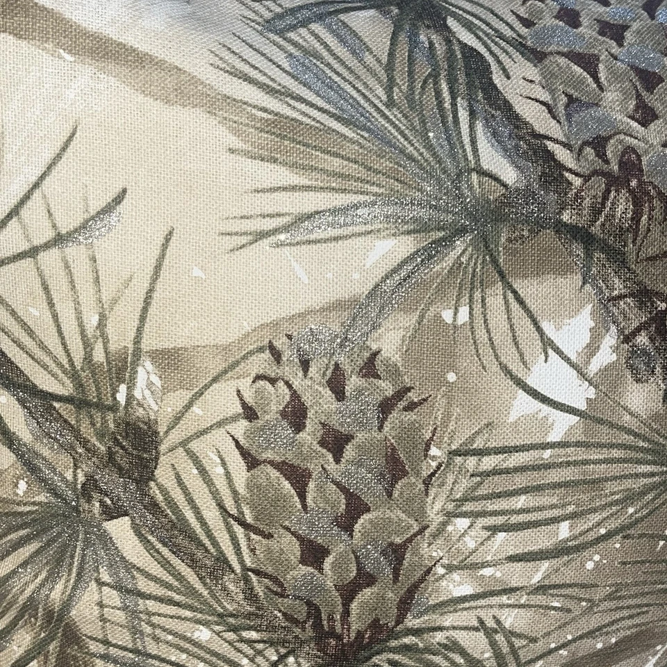 Pottery Barn Chickadee Pine Pillow Cover Only Glitter 20" Square Holiday Country - Image 2 of 4