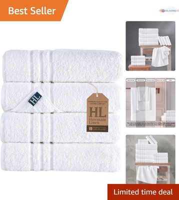 White Cotton Bath Towels 4 Pack 27x54 Inches Ultra Absorbent Quick Drying