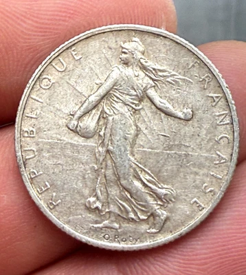 2 Francs argent semeuse 1909 ( presque TTB+) ! 9,99 g - Photo 1/3