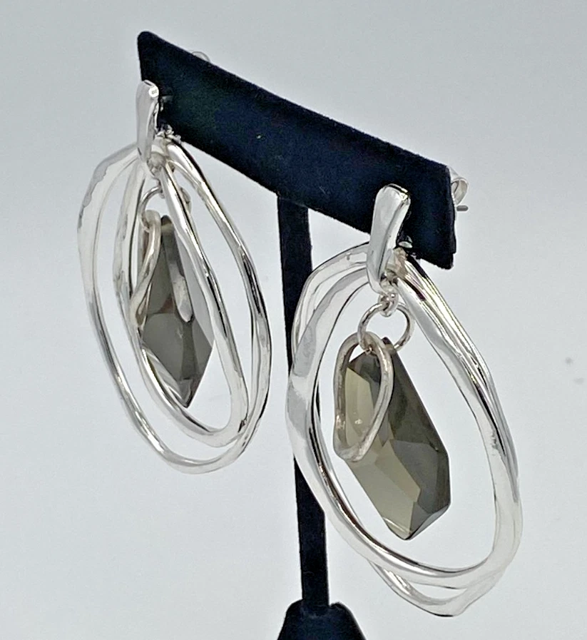 Pendientes colgantes de vidrio orbital Robert Lee Morris Soho, gota de 2" NOS Foto 2 de 4