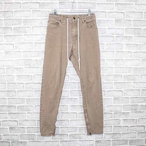 ONES STROKE Tokyo Jogger Pants Khaki Drawstring ankle zip Size Small