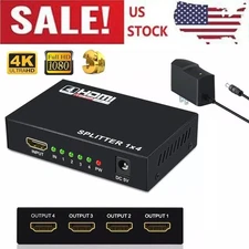 4 Port HDMI 4K Hub Multi Splitter & Amplifier For 3D HDTV 1080P 1X4 1 In 4 Out