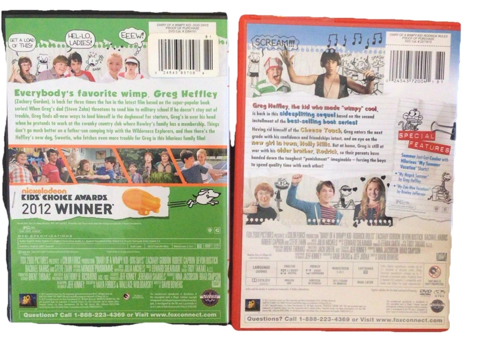 Diary of a Wimpy Kid DVD 2 movies - Rodrick Rules + Dog Days NOT TESTED - Image 2 of 4