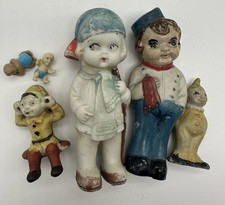 Antique Penny Frozen Charlotte Porcelain Bisque Dolls Japan Plus Bonus Minis