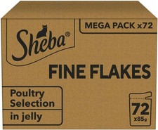 Sheba Fine Flakes in Jelly – Poultry Collection Wet cat food pouches 72x85g pack 4.08 per kilo