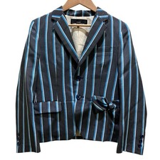 tricot COMME des GAR ONS striped single-breasted jacket S, navy Women USED