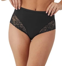 Maidenform Flexees Firm Shapes Lace Brief Panty, Black, Size Large, NWT