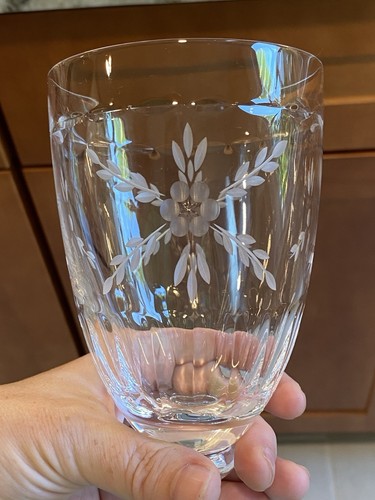 Gorham Crystal "CHANTILLY" Wine Glasses 7.25” Set of 6 Cut Floral Design Square - Picture 7 of 10
