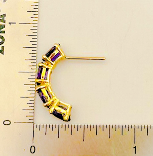 Pendientes de oro amarillo de 10K con piedras de amatista 2,1 gr - Imagen 6 de 6