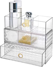 3.9" Stackable Medicine Cabinet Organizer with Adjustable Drawers and Compartmen