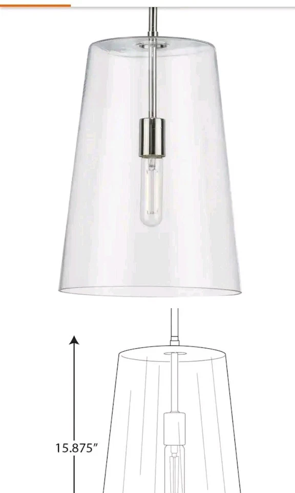 Progress Lighting P500242-104 Clarion 15-7/8"X 10-1/2" 60W Pendant - Nickel - Image 2 of 4