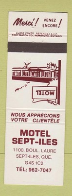 Matchbook Cover - Motel Sept Iles QC
