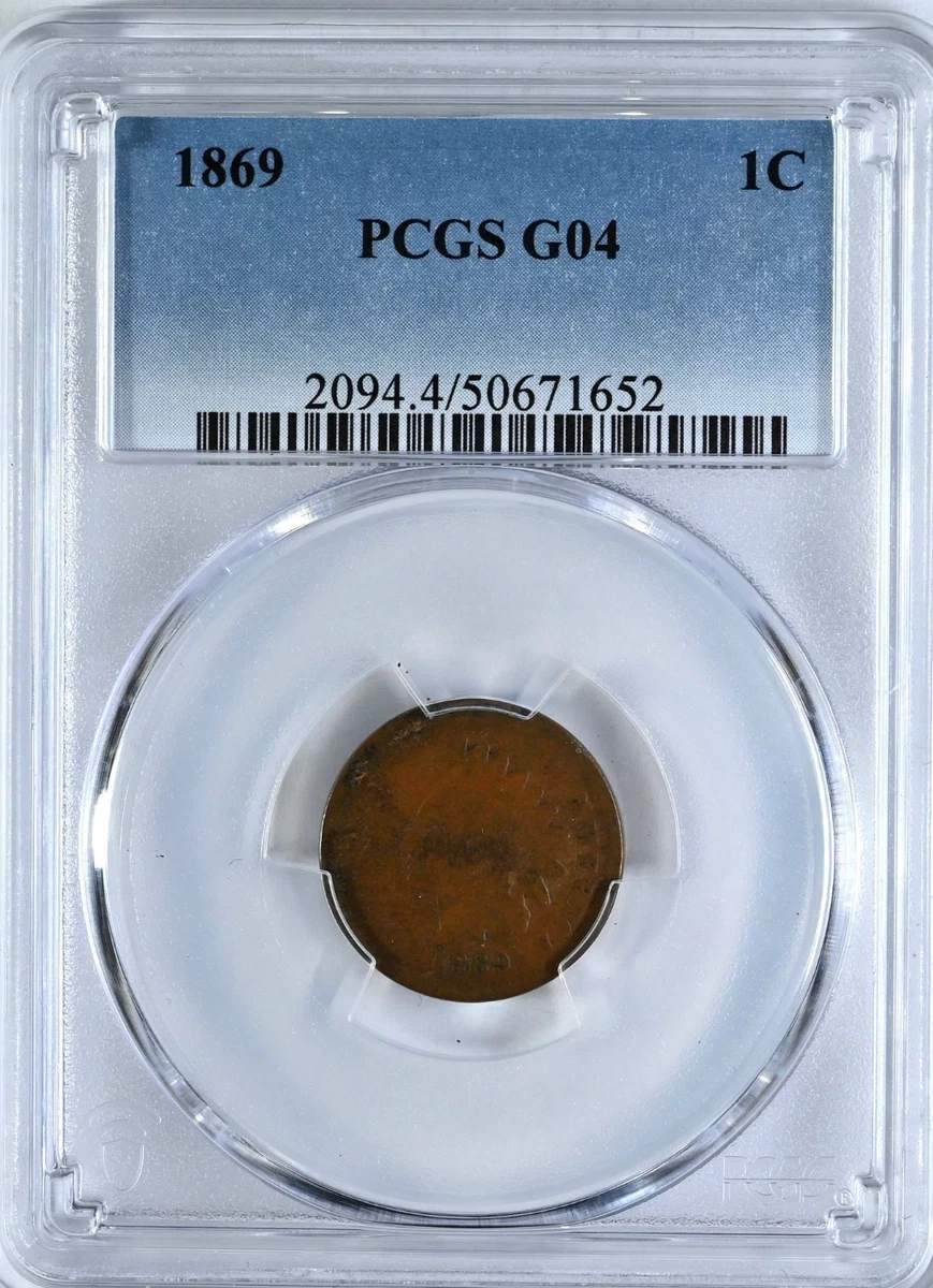 G 4 Graded 1869 Year Indian Head Small Cents (1859-1909) for sale