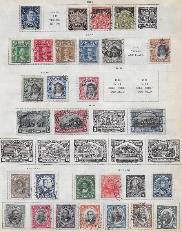 28 Chile Stamps from Quality Old Antique Album 1904-1920