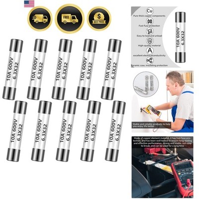 10 Pieces Ff10a 600v Multimeter Fuses Dc Dmm Fast Blow Action 10 Amp Ceramic ...