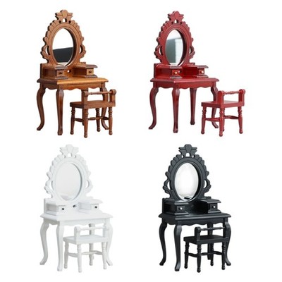 Detailed 1/12 Scale Wooden Model Furniture Dresser Bedroom Dressing Table And
