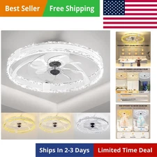 20'' Modern Flush Mount Ceiling Fan with Remote – 6 Speeds & Dimmable LED