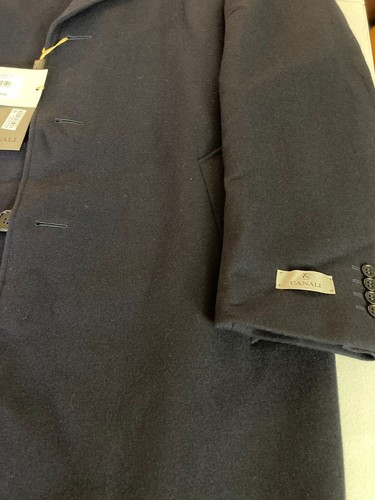 Canali Men's Single Breasted Wool Overcoat in Navy FF00204/304- Euro 56R US46R - Picture 10 of 12