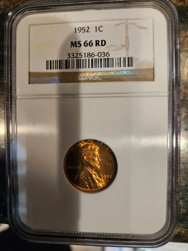 1952 LINCOLN CENT WHEAT PENNY NGC MS66 RD