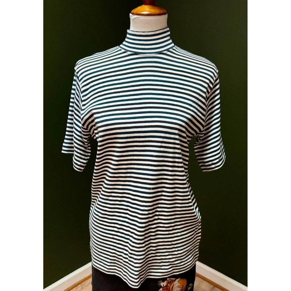 Винтажные женские туфли Jennifer Moore в полоску с ложным вырезом короткий рукав размер M - Изображение 2 из 4