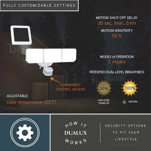 Solar Outdoor Security 2500 Lumen White Motion Sensing Dusk to Dawn - Picture 12 of 15