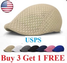 Duck Mesh Summer Gatsby Cap Mens Ivy Hat Golf Driving Sun Flat Cabbie Newsboy