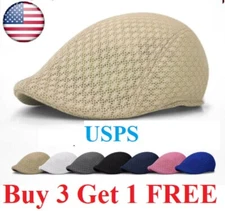 Duck Mesh Summer Gatsby Cap Mens Ivy Hat Golf Driving Sun Flat Cabbie Newsboy