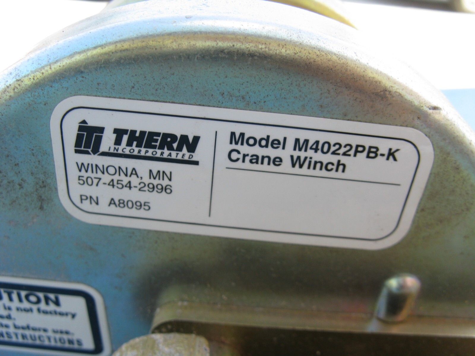 THERN GEAR HAND CRANE WINCH & CABLE M4022PB-K M4022PBK