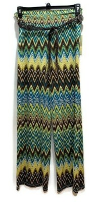 MULTIPLES Missy Hue Cues Womens Pants Palazzo Elastic Waist Size Small