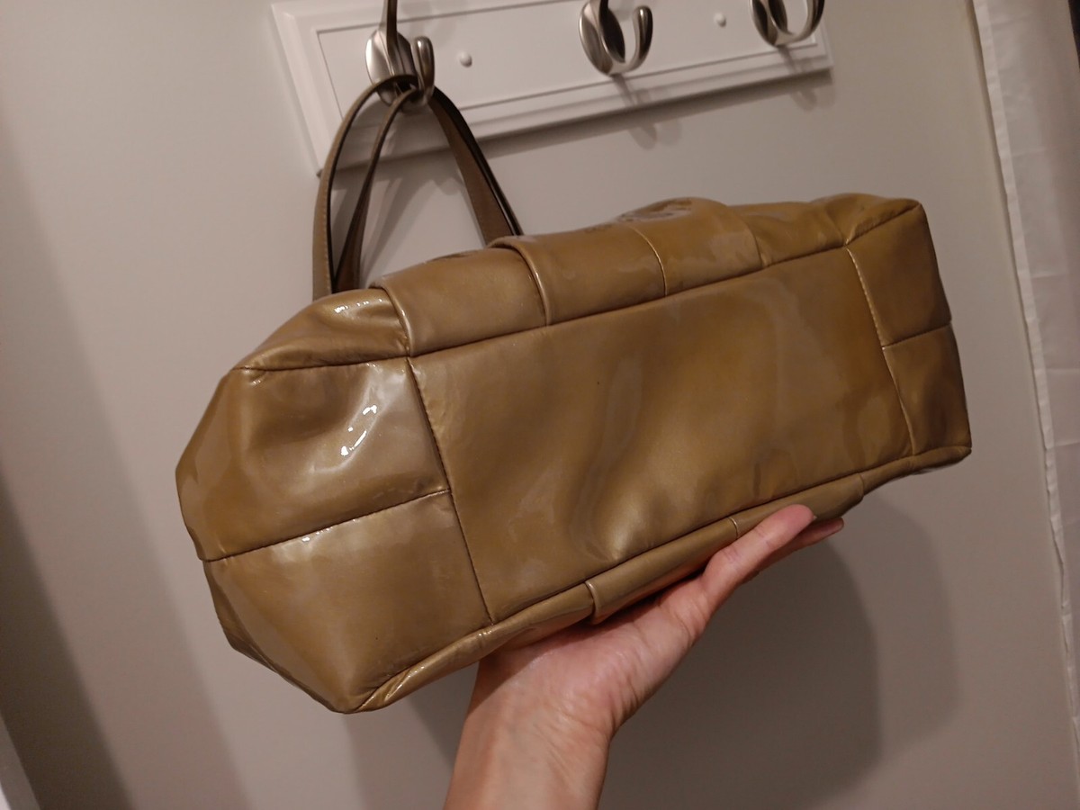 Coach Madison Maggie GOLD Patent Leather Shoulder HOBO Bag K1169
