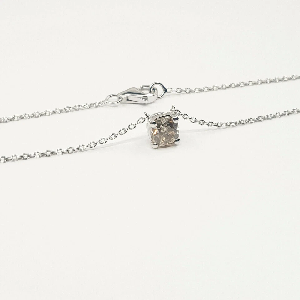 Halskette 18k Diamant GIA 0,56ct. Cognac, Y-Z/VS2, Flandern Schliff "Flanders" - Bild 3 von 4