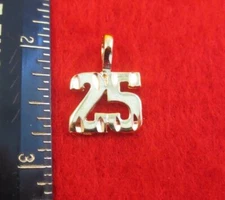 14KT GOLD EP NUMBER "25" DIAMOND-CUT CHARM