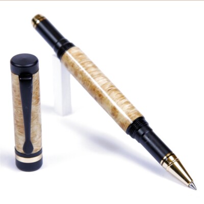 Lanier Pens, Classic Rollerball Pen, Black Enamel Plating, Box Elder