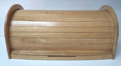Kamenstein Natural Hardwood Roll Top Bread Box Countertop Storage Box Vintage 