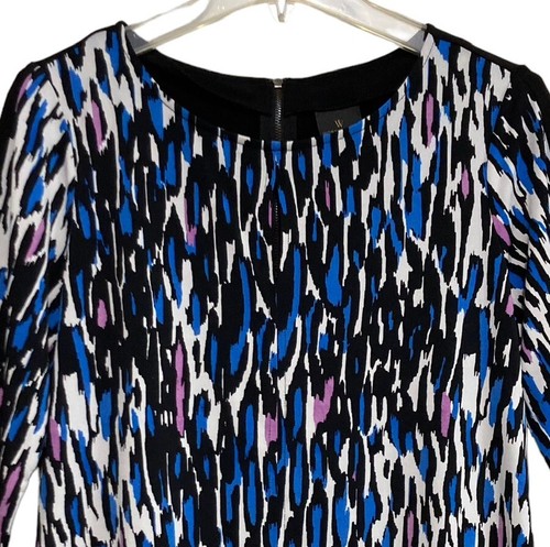 Worthington Petite Bluse Damen Gr. P-Med Reißverschluss hinten Gummiband Stretch Leopard - Bild 2 von 9