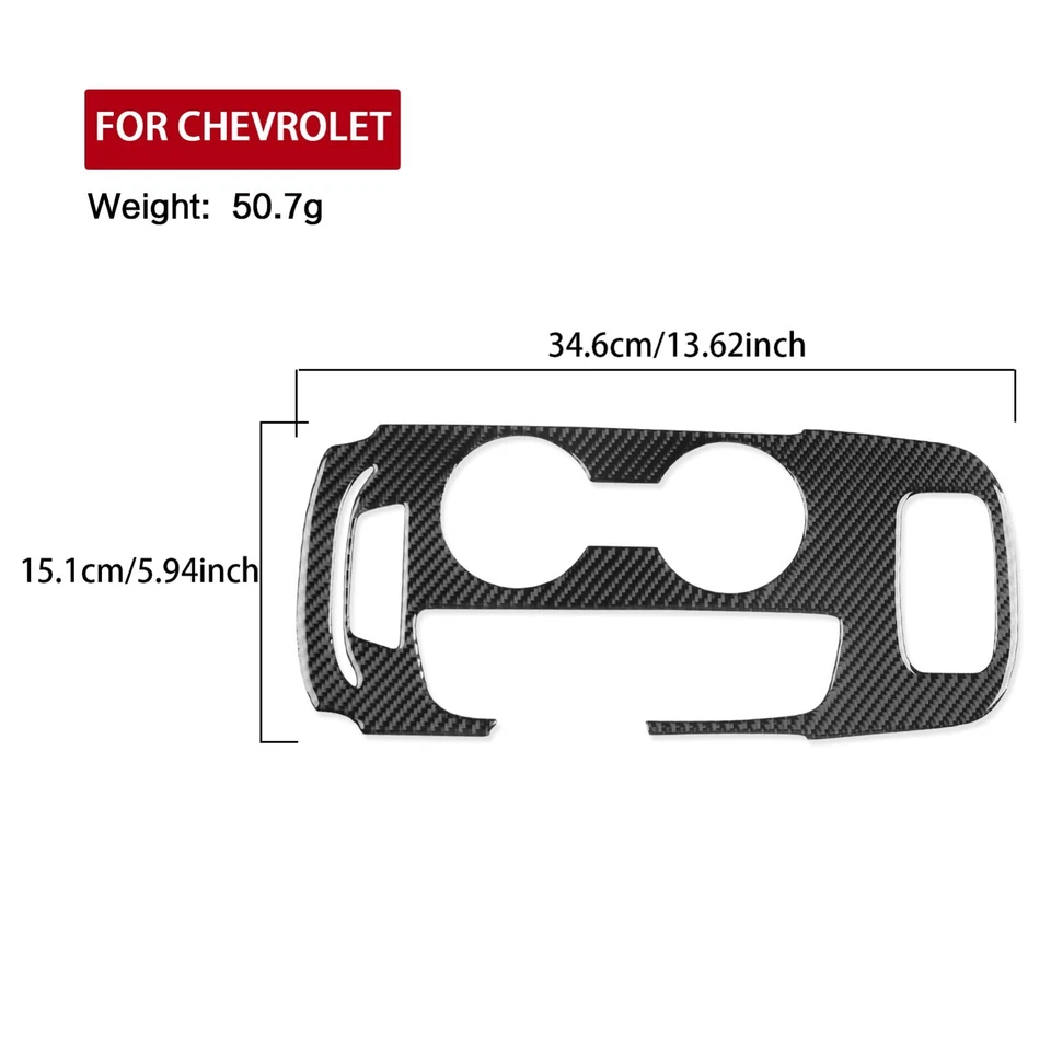 Cubierta de panel de cambio de marchas de consola de fibra de carbono real para Chevrolet Malibu 16-25 Foto 2 de 4