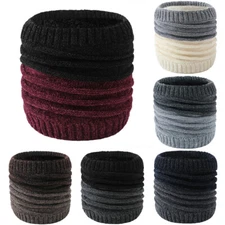 MEN WOMEN KIDS WINTER KNITTED THICKENED FLEECE WARM SCARF BIB NECK WARMER