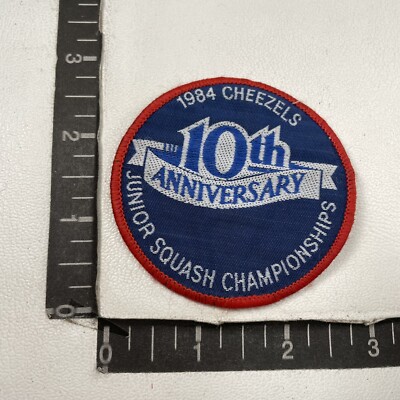 Vtg 1984 CHEEZELS 10th Anniversary Junior SQUASH Championships Patch 04WJ