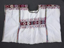 Vintage Guatemala Huipil In Cream With Diamond Pattern