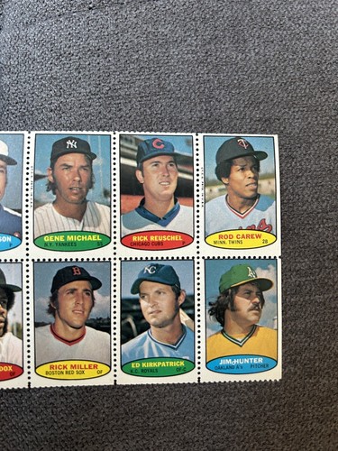 1974 Topps Baseball Stamp Panel w/ 12 Stamps with CAREW / HUNTER MINT SHAPE ! - Picture 2 of 4