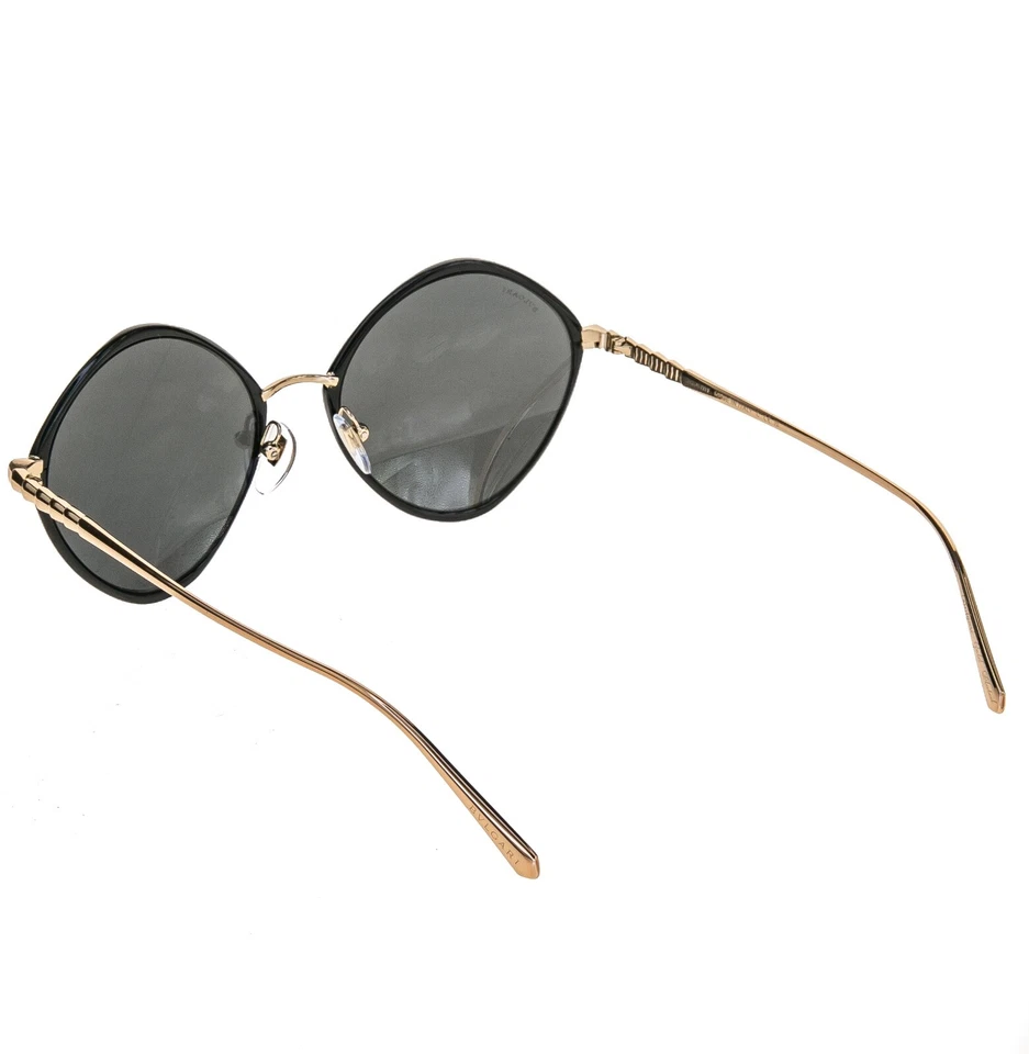 Gafas de sol redondas BVLGARI Le Gemme 6186 esmalte negro chapadas en oro rosa de 18 quilates BV6186K Foto 3 de 4