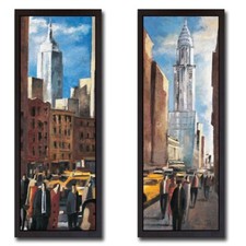 Framed Empire State & Chrysler by Lourenco 2-pc Canvas Art Set (38 x 14 in Each)