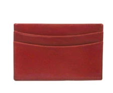 Business Credit Card Case Slim Goatskin Leather Dark Red NEW