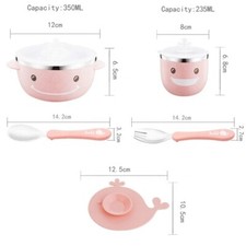 5Pcs Baby Tableware Set Eating Training Bowl And Cup Child Dinnerware  New 