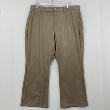 American Eagle size 18 Tan Faux Leather High Rise Curvy Kick Boot Crop Pants