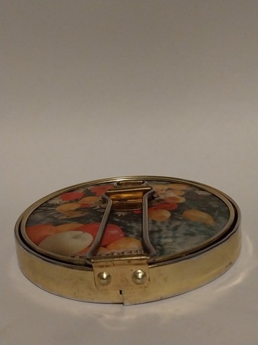 Specchio Trucco Vintage IRICE Doppio Compatto Stand Up Ingrandimento 3D Frutta Floreale - Foto 7 di 14