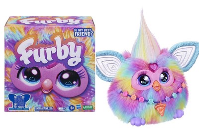 HASBR0 Furby tie dye FURRY PET T0Y rainbow UK exclusive interactive animatronix