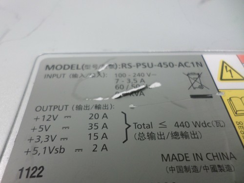 Dell RS-PSU-450-AC1N 440W Server Power Supply 64362-04E Parts Only Model 0GTC8P - Picture 6 of 7